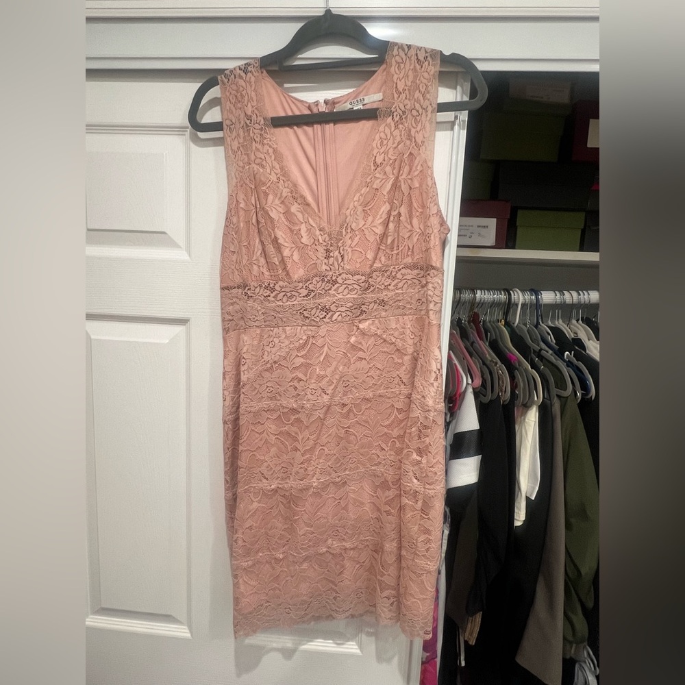 Guess Lace Midi Dress - Blush Pink